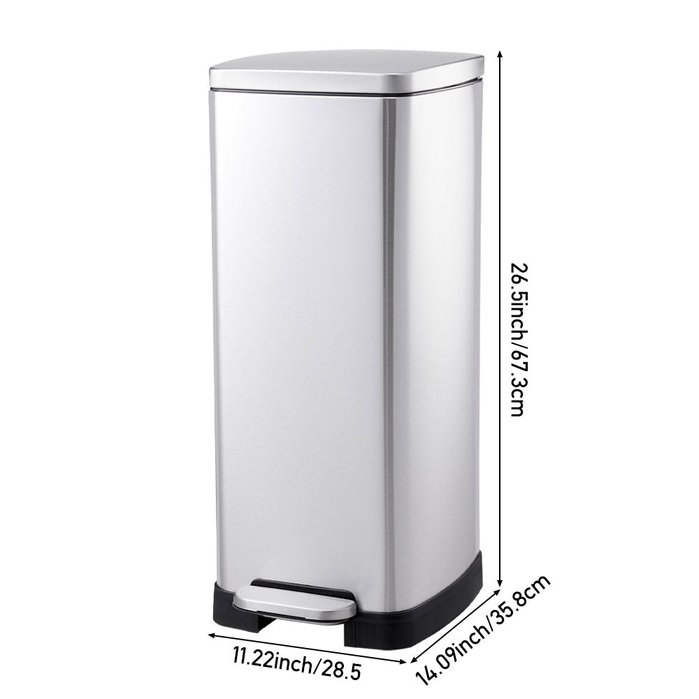 30L Stainless Steel Step Open Trash Can