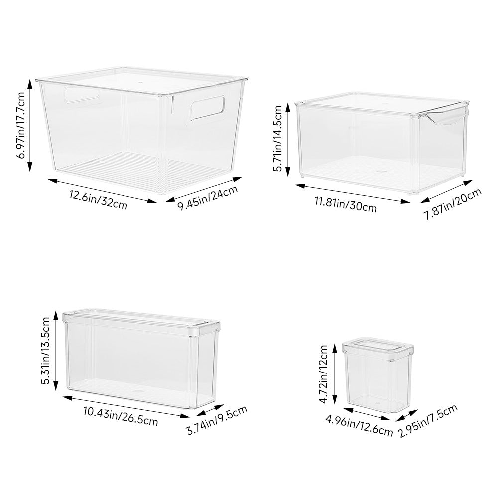 Set of 8 Stackable Clear Fridge Organisers Storage Boxes