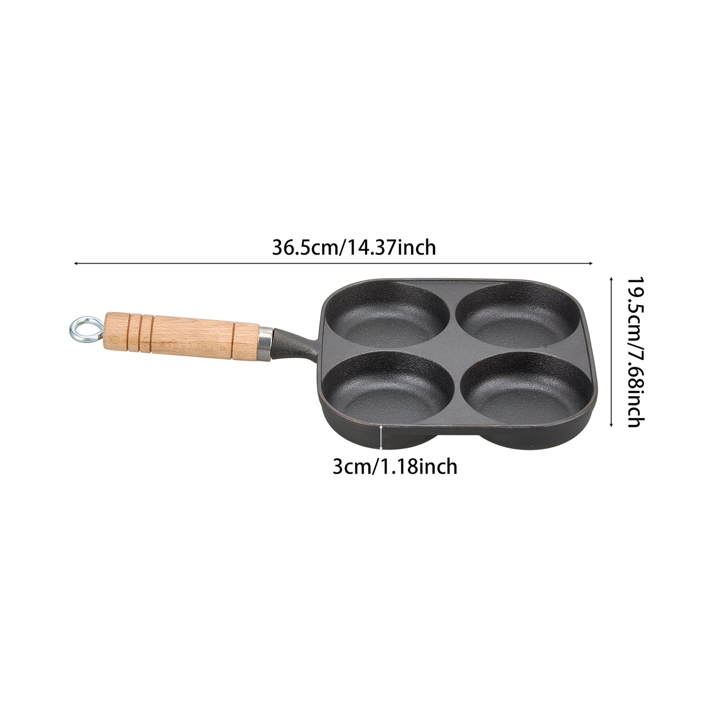 4-Hole Cast Iron Frying Pan