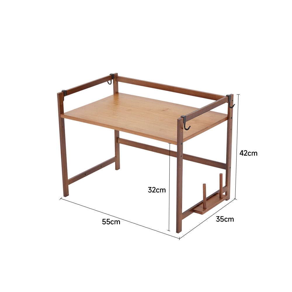 Wooden Spice Rack Organizer with Hooks