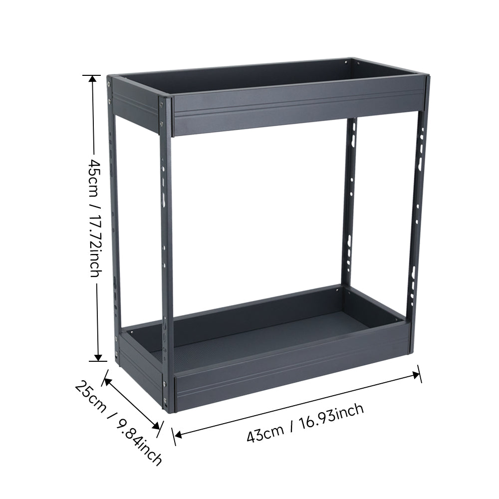 2-Tier Aluminium Kitchen Cabinet Pull Out Shelf