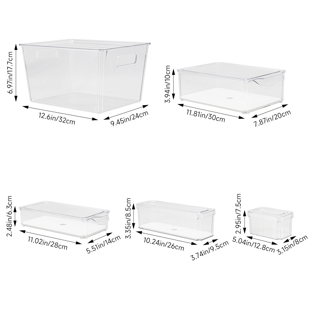 Set of 9 Stackable Clear Fridge Organisers Storage Boxes