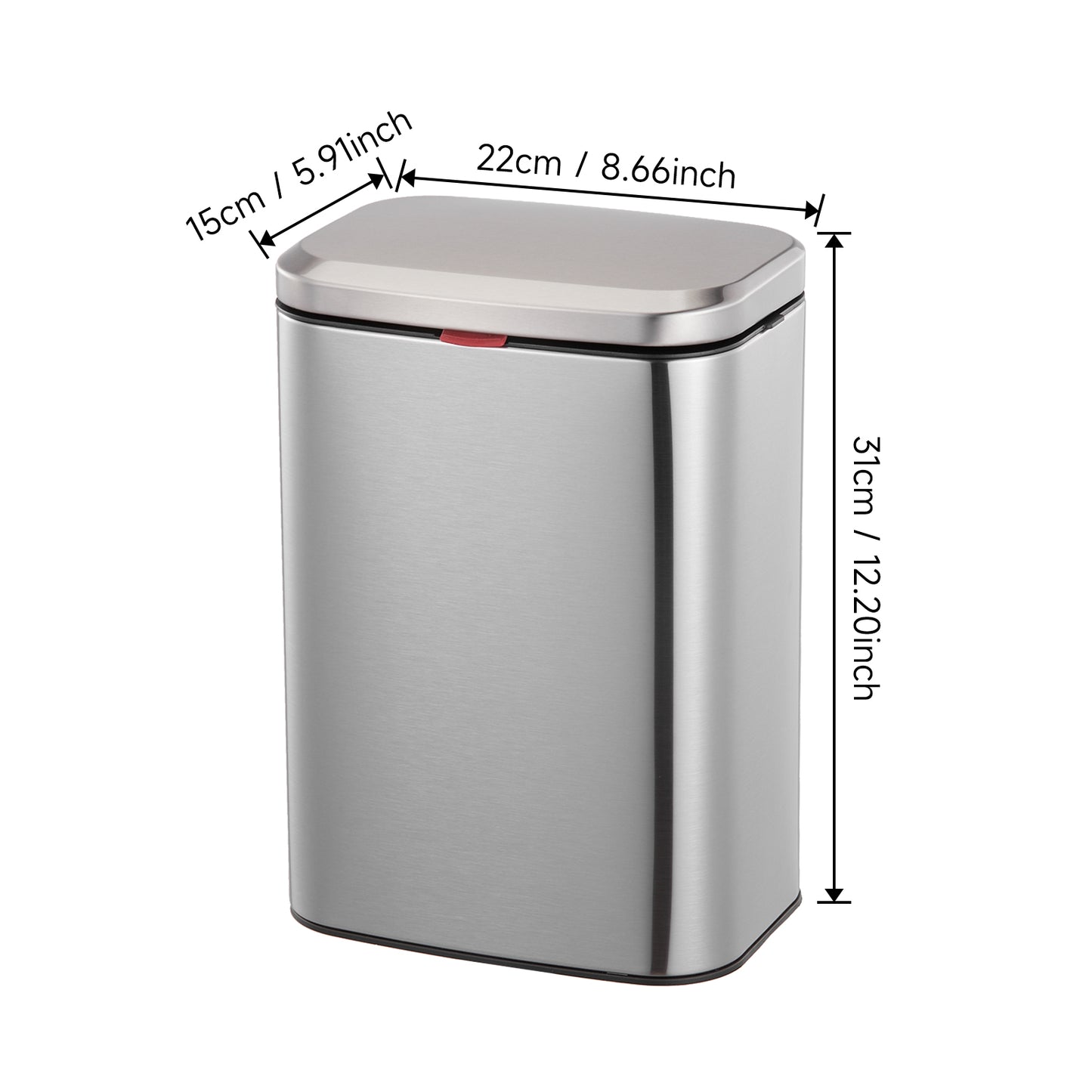 8L Stainless Steel Hanging Trash Bin with Lid Kitchen Garbage Can