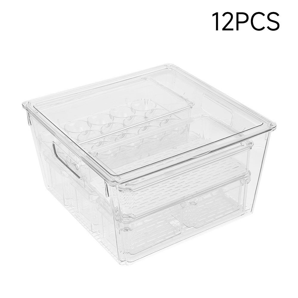 Stackable Clear Fridge Organisers Storage Boxes Set