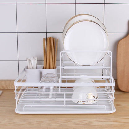 2-Tier Metal Kitchen Dish Drainer Rack