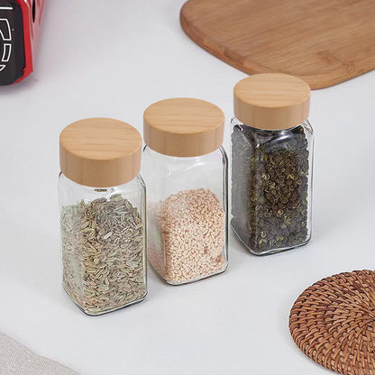12Pcs/ 24Pcs Glass Spice Jars with Bamboo Lids