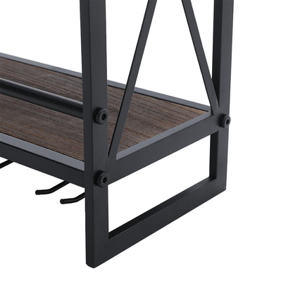 Industrial Hanging Wine Glass Rack Wall Mounted Floating with 5 Glass Holder