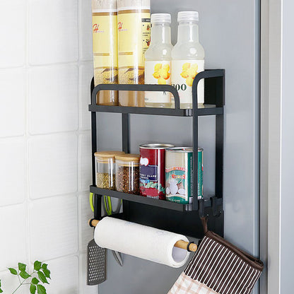 2-Tier Magnetic Fridge Organizer with Paper Towel Holder
