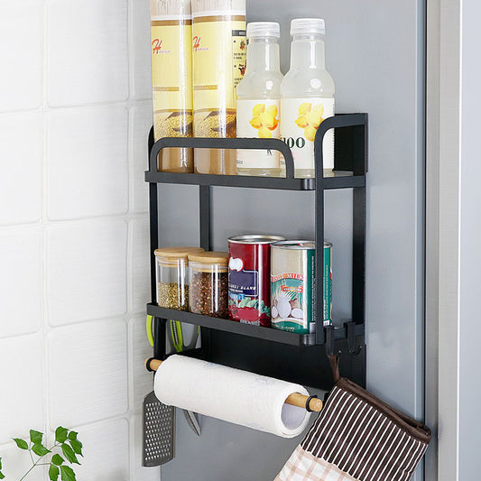 2-Tier Magnetic Fridge Organizer with Paper Towel Holder