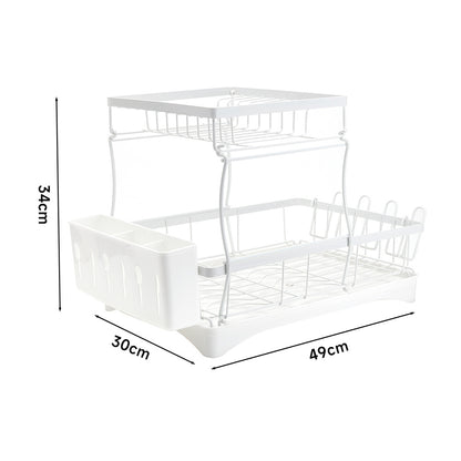 2-Tier Dish Drainer with Drying Tray