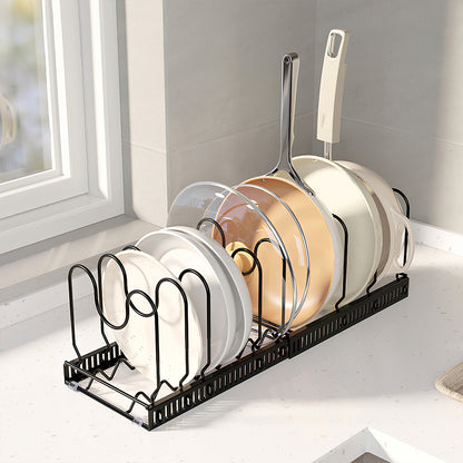 Expandable Pot Pan Lid Rack Pan Organiser with 10 Dividers