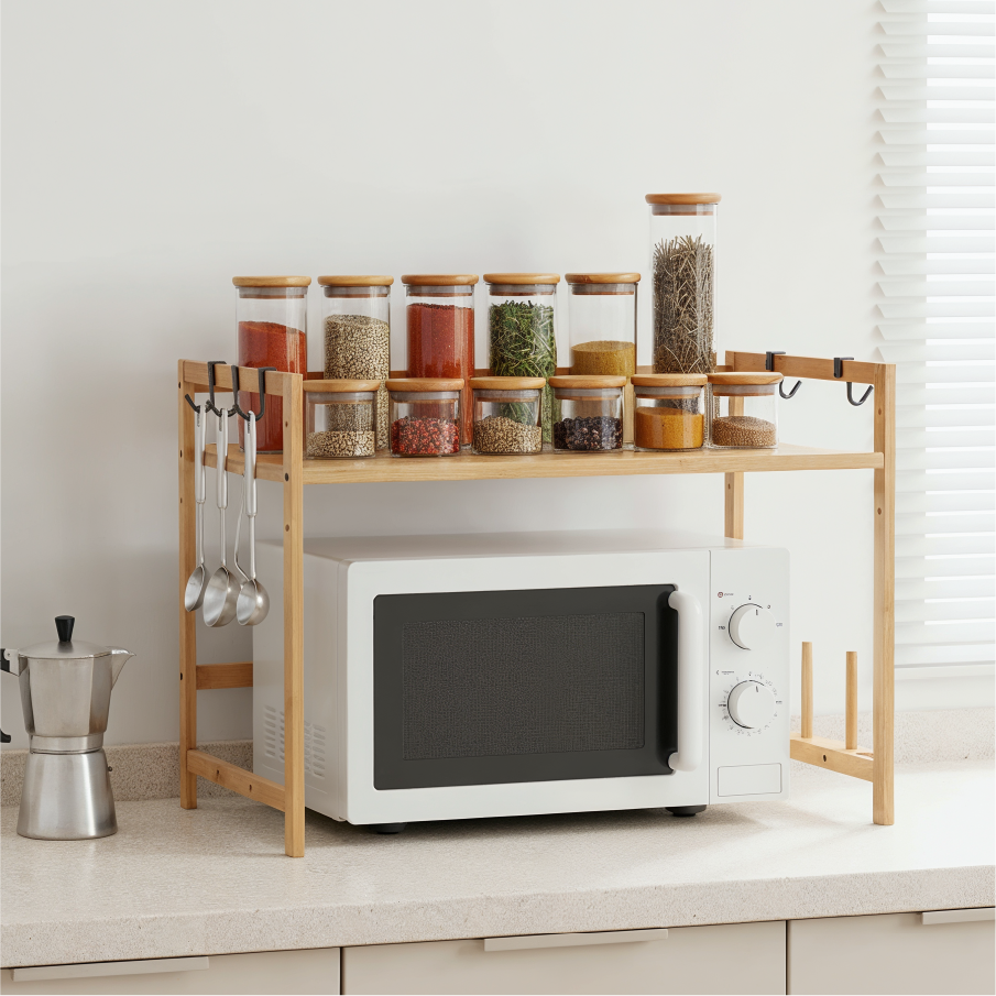 Freestanding Kitchen Organizer Storage Shelf Spice Jars Rack