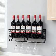 Elegant Wall-Mounted Wine Glass Rack for Upside Down Goblet and Bottle Storage