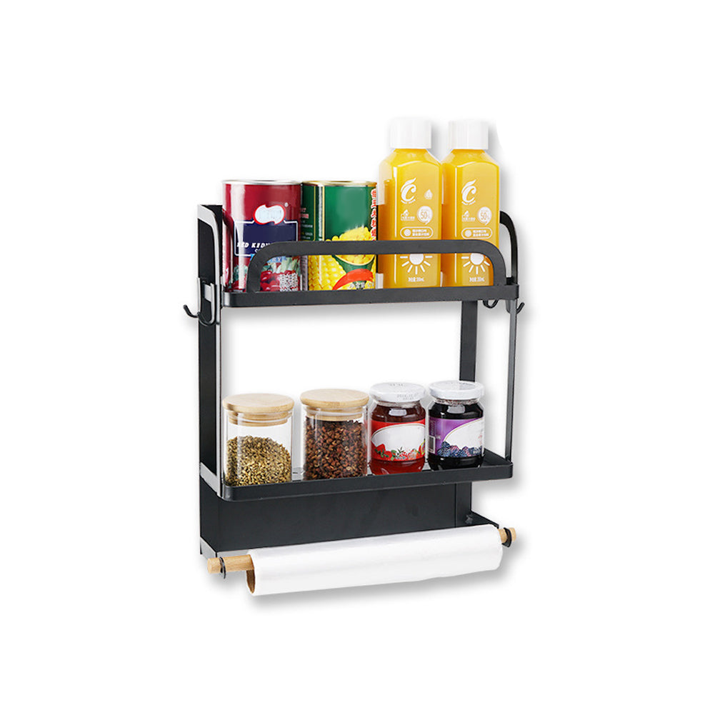 2-Tier Magnetic Fridge Organizer with Paper Towel Holder