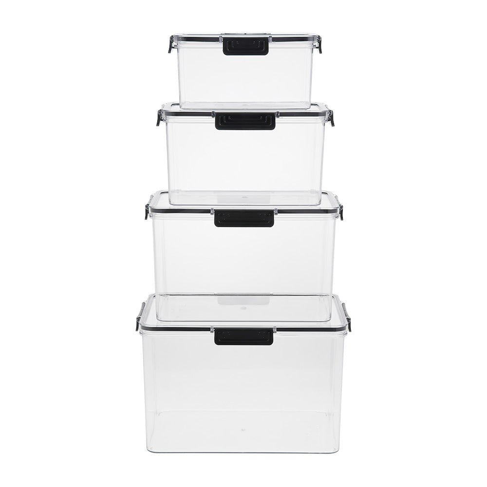 Set of 4 Stackable Clear Storage Boxes Fridge Organisers