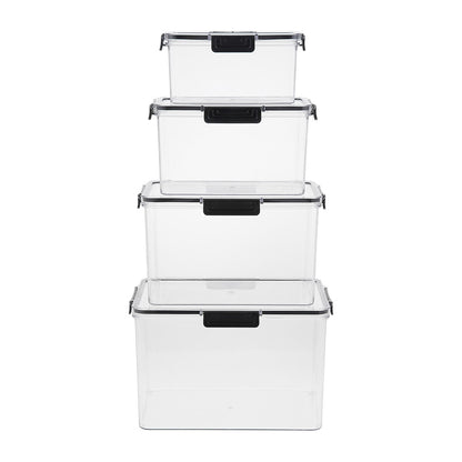 Set of 4 Stackable Clear Storage Boxes Fridge Organisers