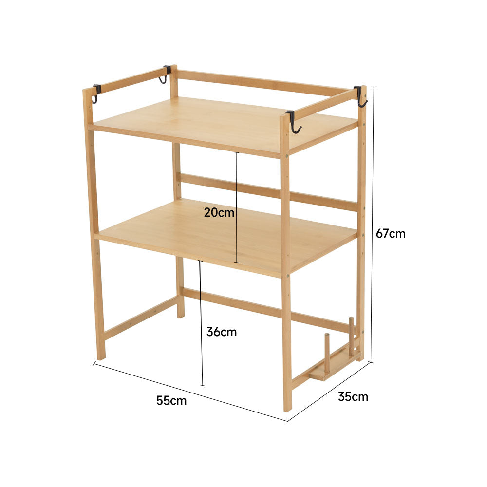Wooden Spice Rack Organizer with Hooks