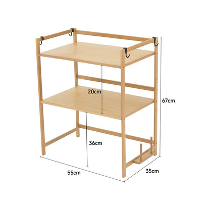 Wooden Spice Rack Organizer with Hooks