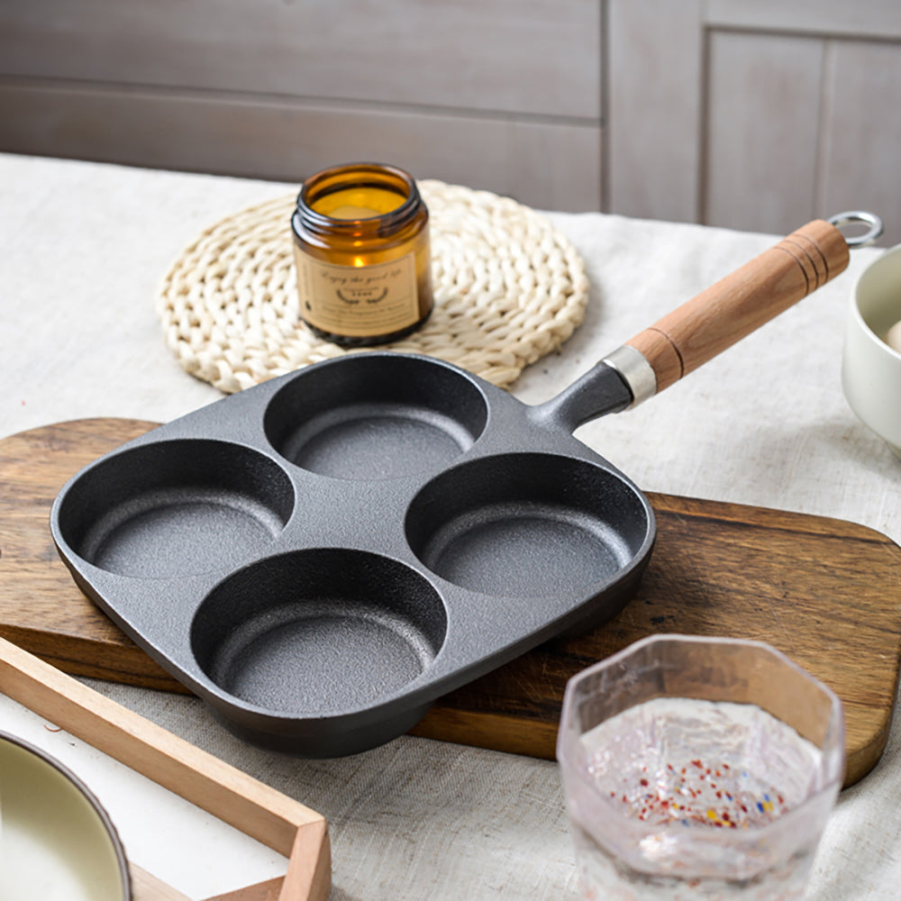 4-Hole Cast Iron Frying Pan