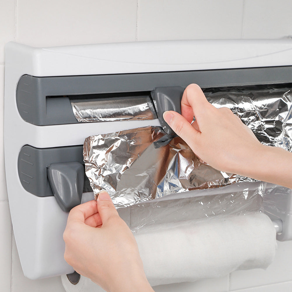 Kitchen Cling Film Foil Roll Dispenser with Slide Cutters