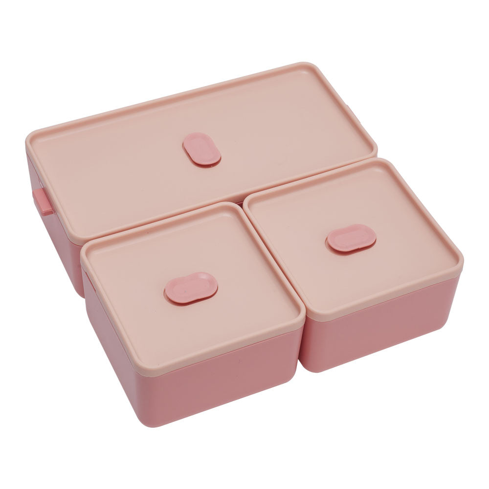 Dual-Layer Plastic Bento Lunch Box with Cutlery