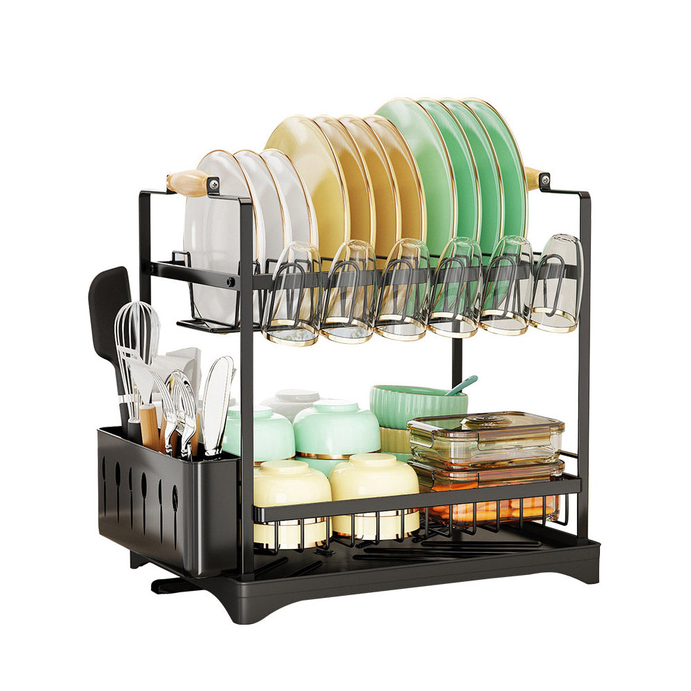 2-Tier Dish Drainer with Utensil Holder