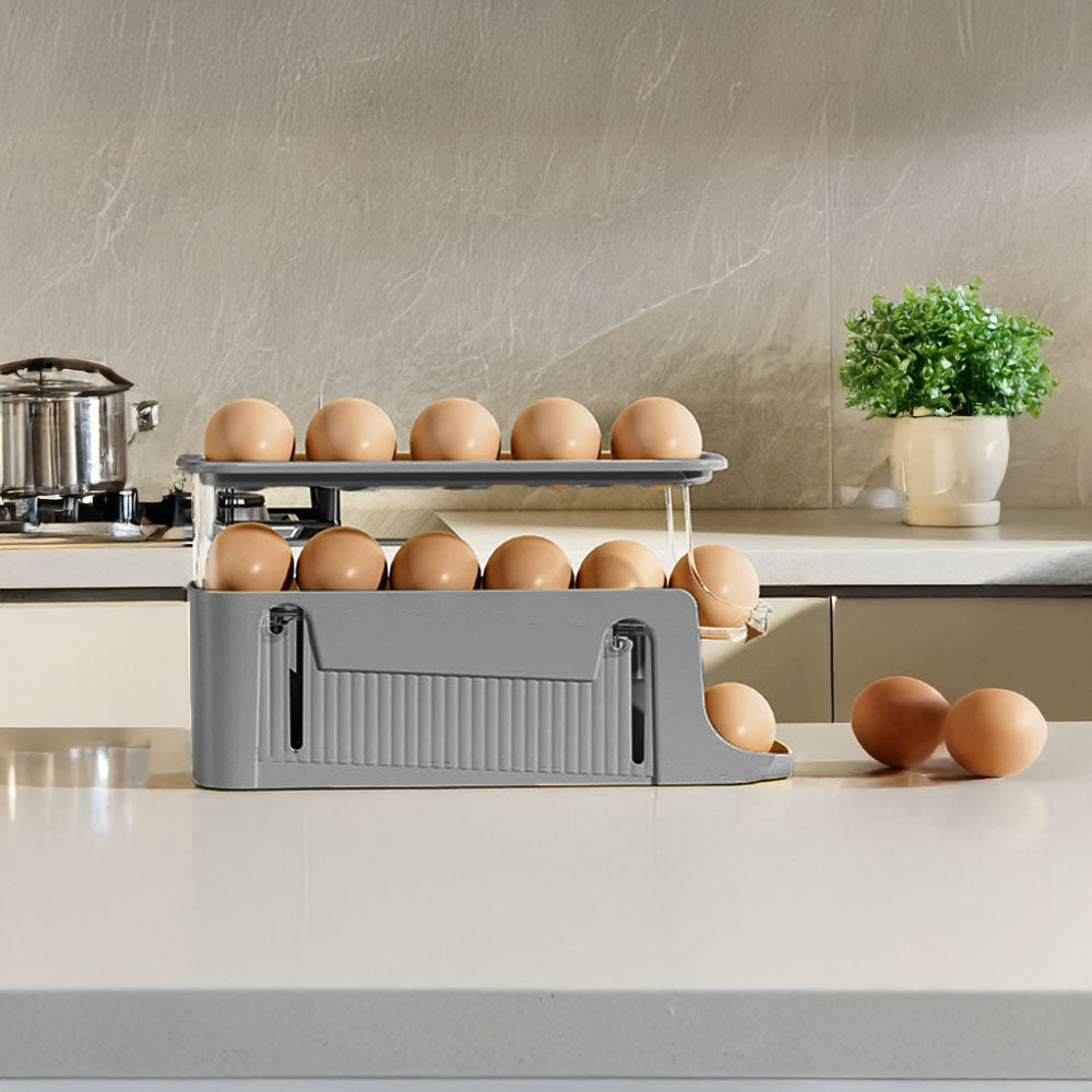3-Layer Expandable Scrolling Egg Holder Storage Rack