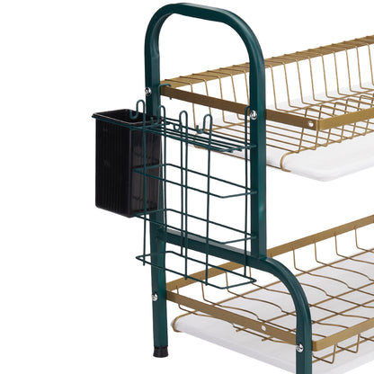 Kitchen 2-Tier Carbon Steel Dish Rack