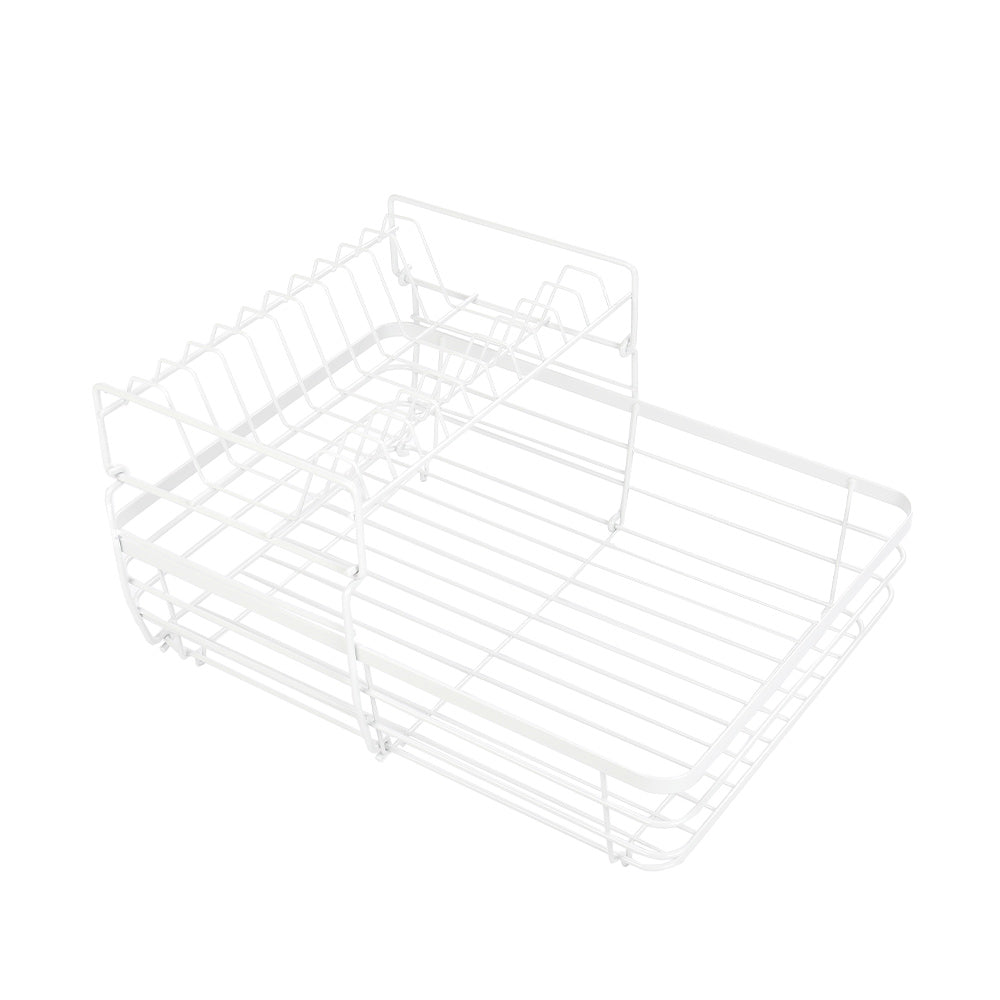 2-Tier Metal Dish Rack with Utensil Holder Dish Drainer for Kitchen Counter