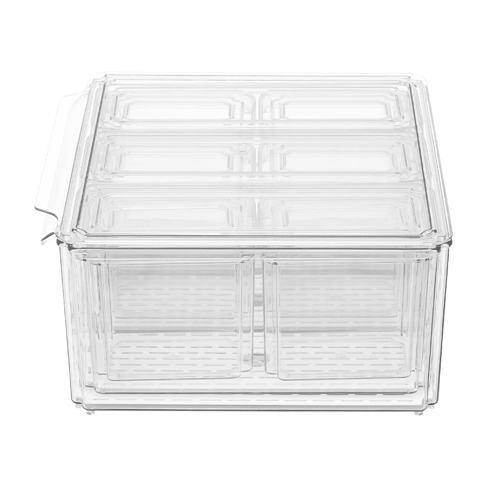 Set of 10 Stackable Clear Fridge Organisers Storage Boxes