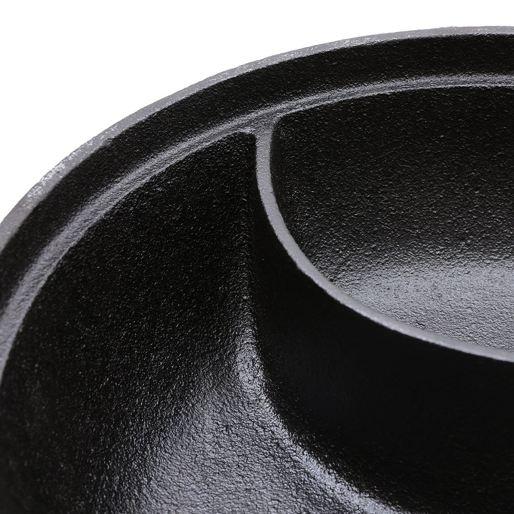Black Cast Iron Hot Pot with Divider