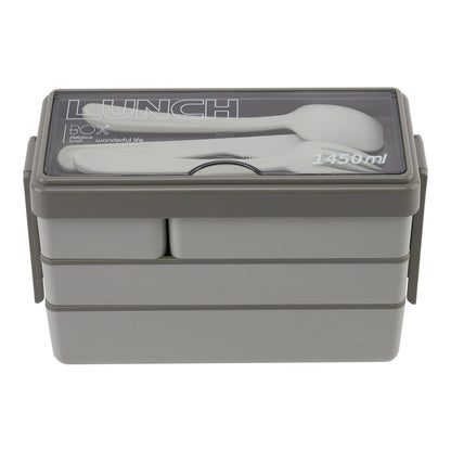 3-Layer Bento-Style Plastic Lunch Box with Cutlery