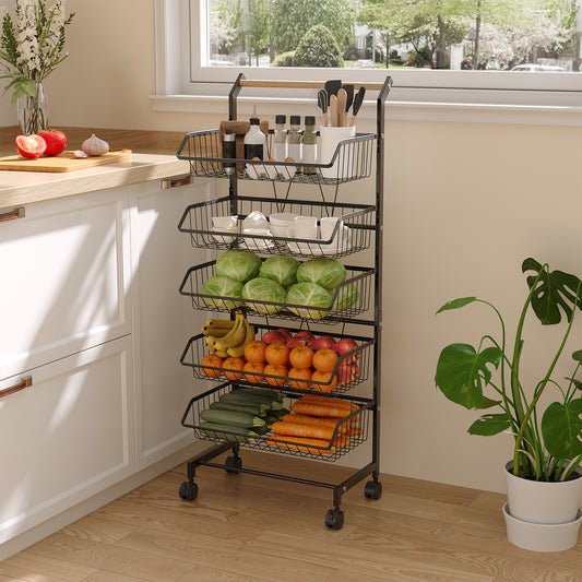 5-Tier Kitchen Trolley Organization Shelves