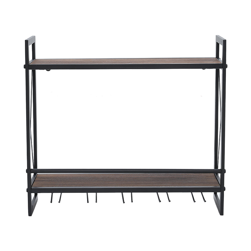 Industrial Hanging Wine Glass Rack Wall Mounted Floating with 5 Glass Holder