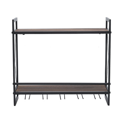 Industrial Hanging Wine Glass Rack Wall Mounted Floating with 5 Glass Holder