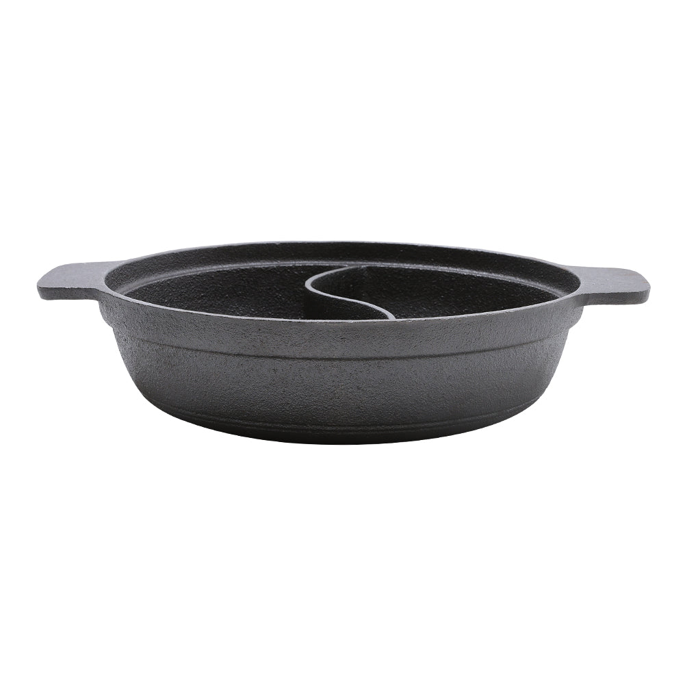 Black Cast Iron Hot Pot with Divider