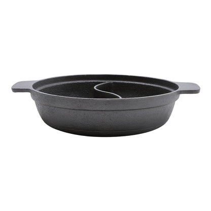 Black Cast Iron Hot Pot with Divider