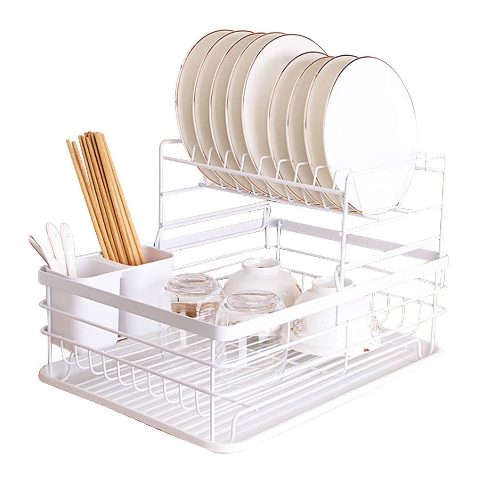 2-Tier Metal Kitchen Dish Drainer Rack