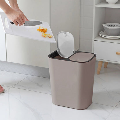 Kitchen 15L Rubbish Dustbin Double Section Recycling Bin