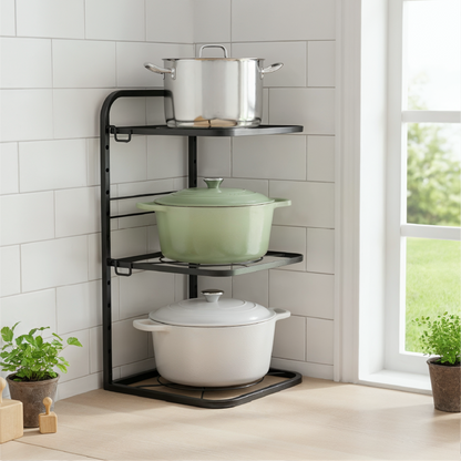 Kitchen Pot Pan Organizer Rack Adjustable Cookware Holder Stand