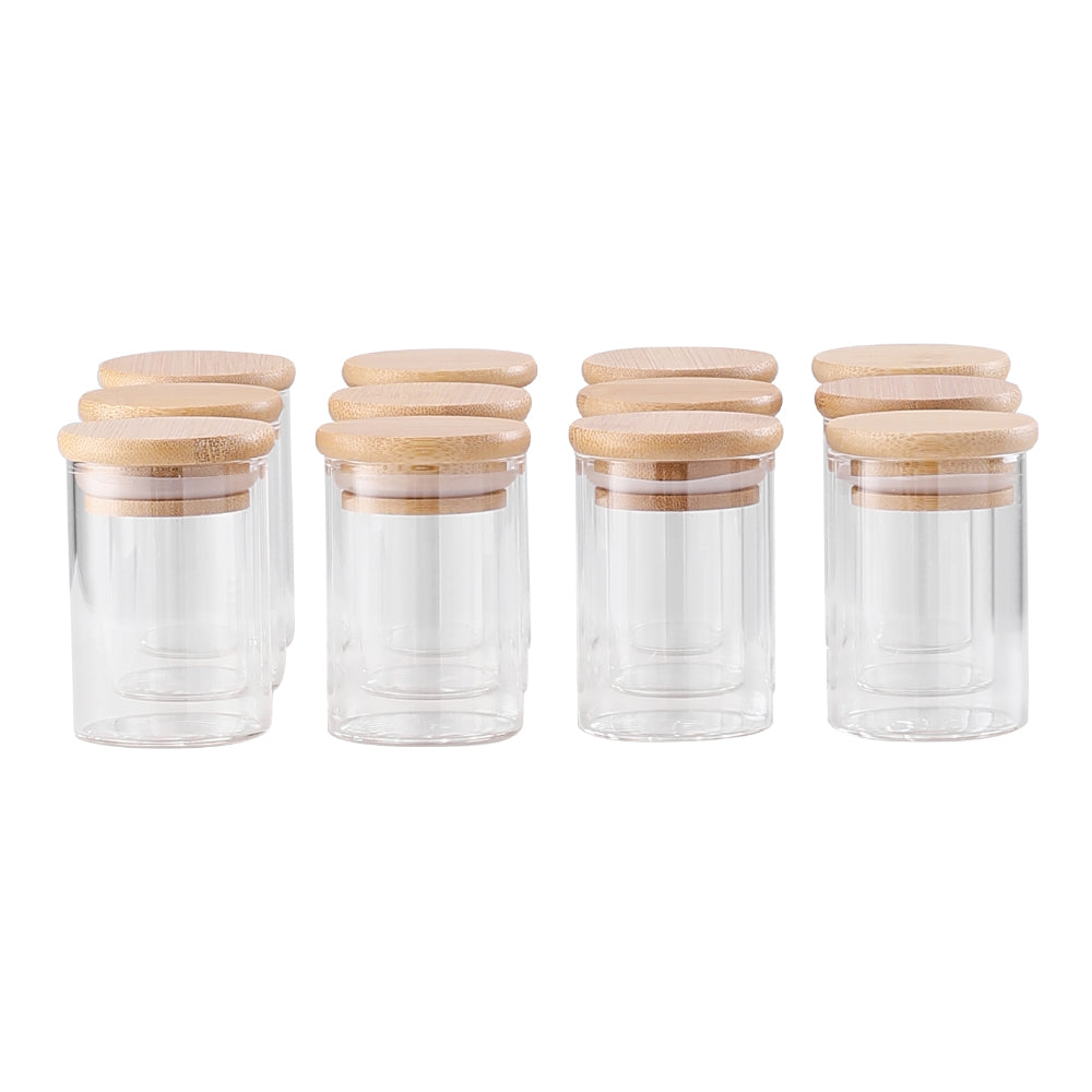 12Pcs Glass Spice Jar Set with Bamboo Lids