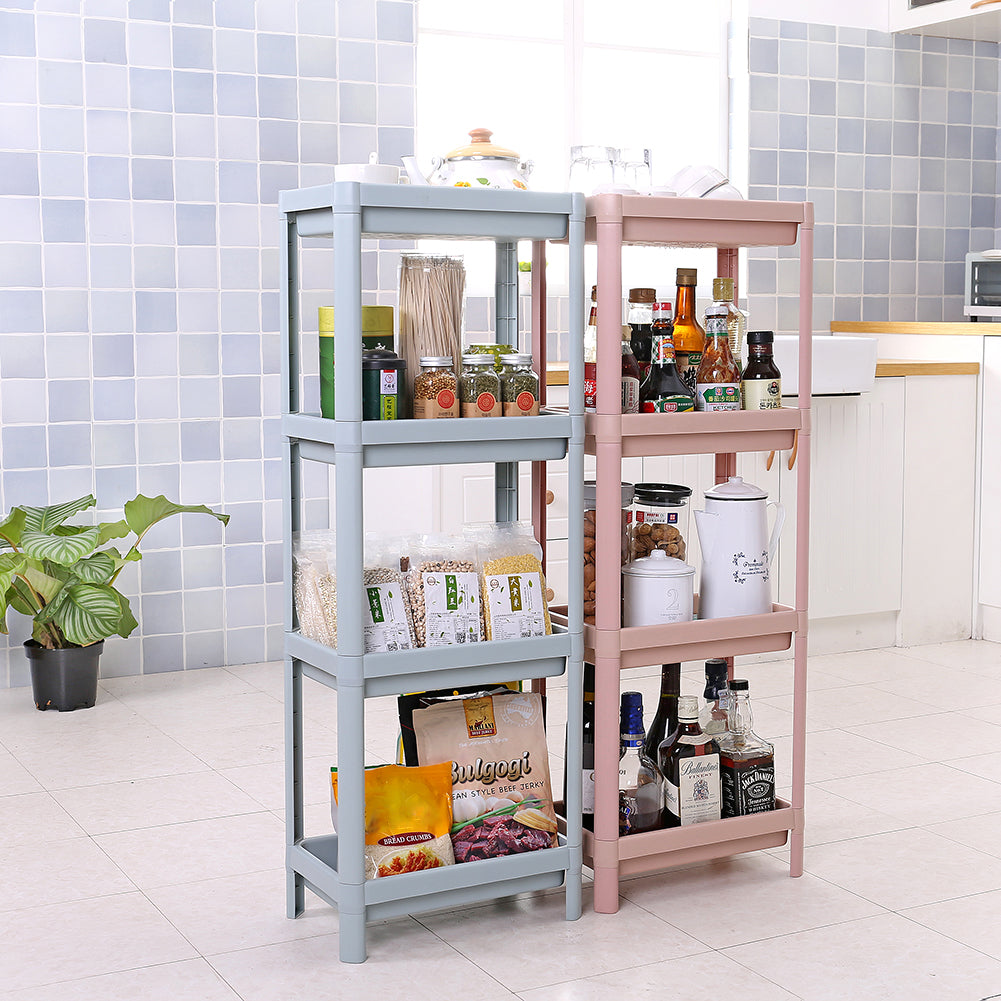 4 Layers Freestanding Plastic Corner Storage Rack for Bathroom Kitchen