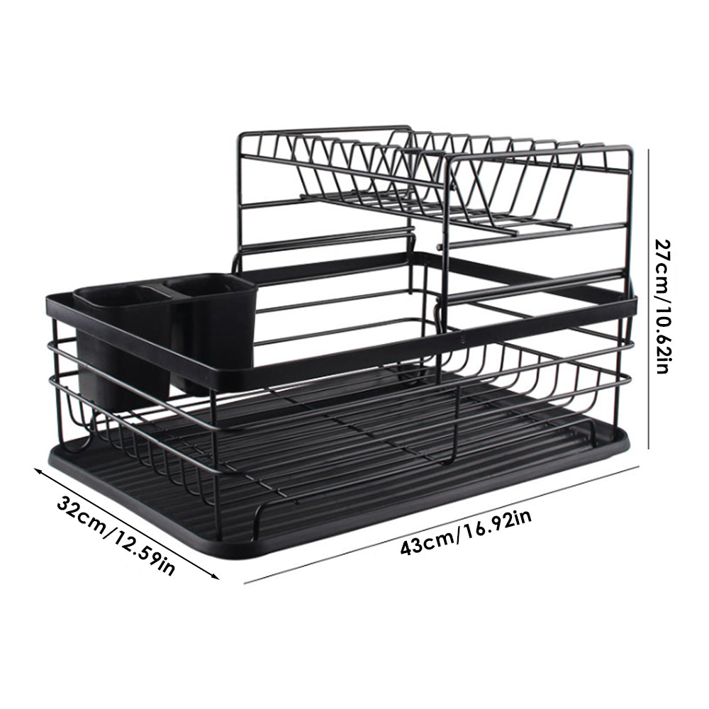 2-Tier Metal Kitchen Dish Drainer Rack