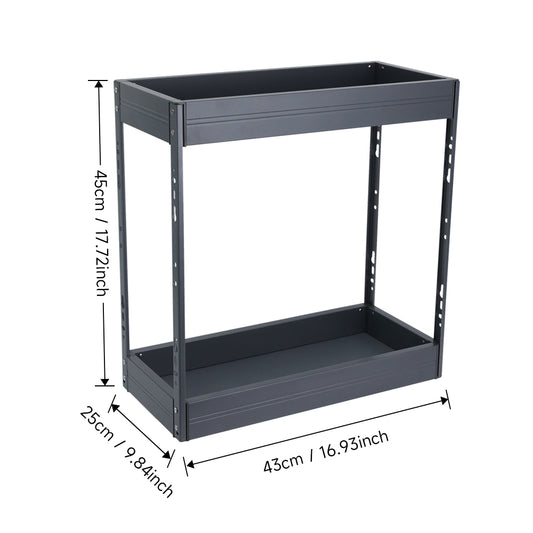 2-Tier Aluminium Kitchen Cabinet Pull Out Shelf
