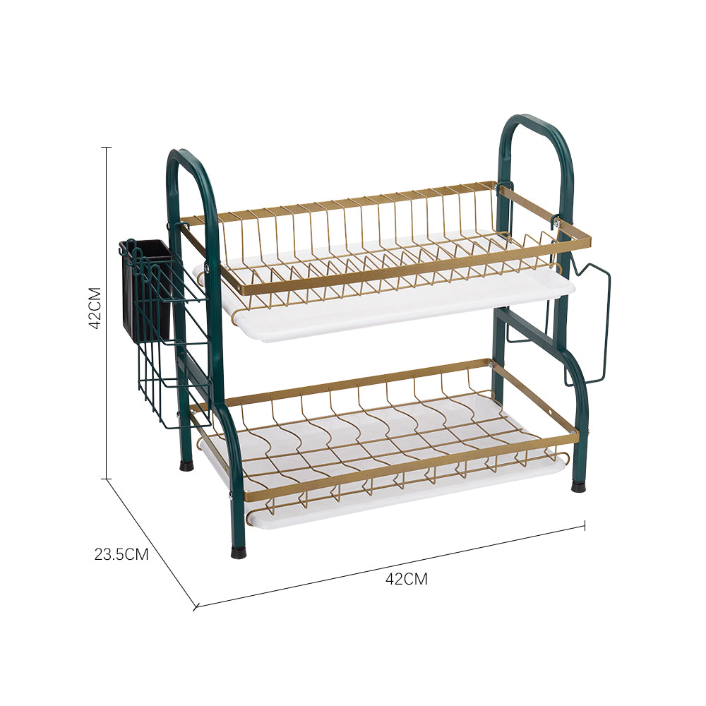 Kitchen 2-Tier Carbon Steel Dish Rack