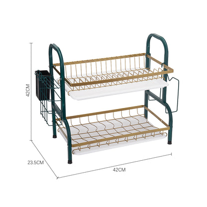 Kitchen 2-Tier Carbon Steel Dish Rack