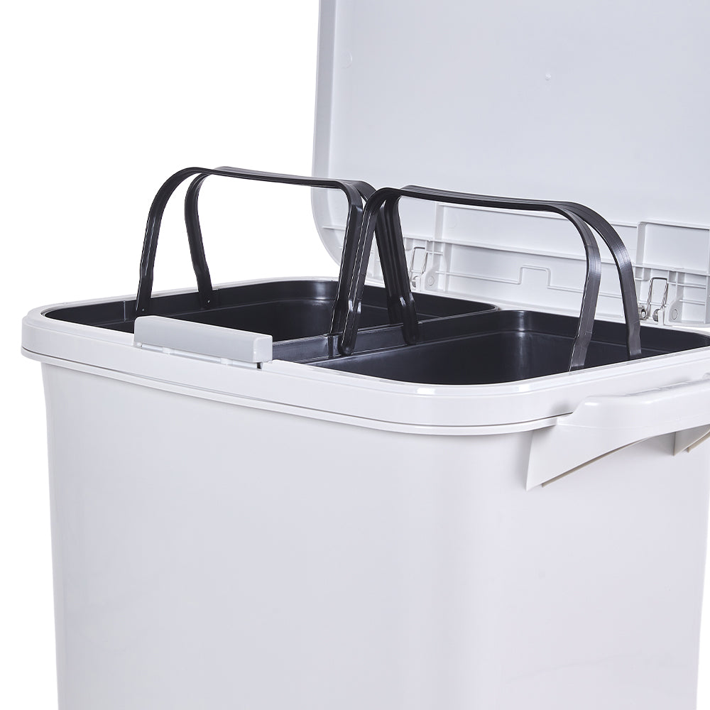 49L 3-Tier Dry Wet Separation Trash Bin with Inner Buckets