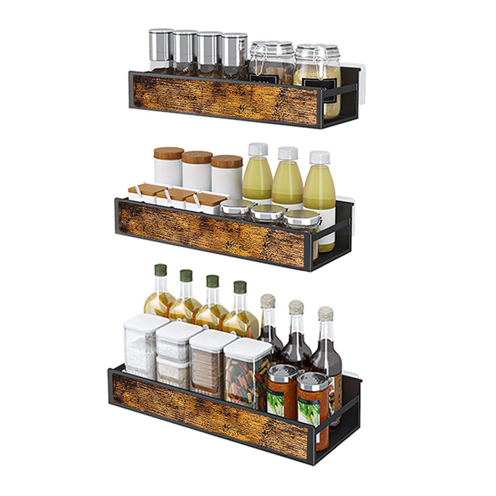 Industrial 3-Piece Wall Mount Spice Rack Organizer