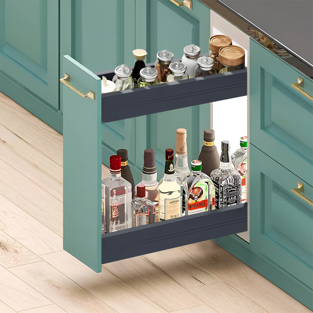 2-Tier Kitchen Cabinet Pull Out Aluminium Shelf