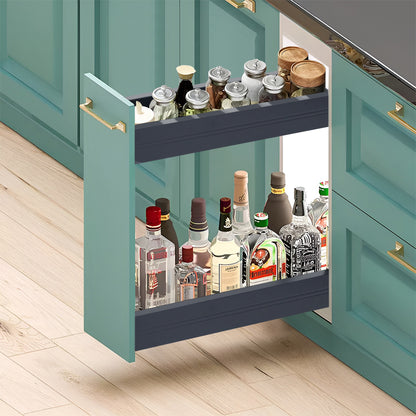 2-Tier Kitchen Cabinet Pull Out Aluminium Shelf